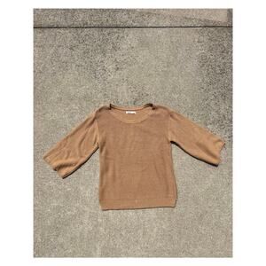 Old Navy Sweater Women Size Medium Camel Tan Scoop Neck Half Sleeve Knit Casual